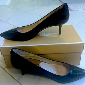 Michael by Michael Kors Black Patent Kitten Heel Pump
